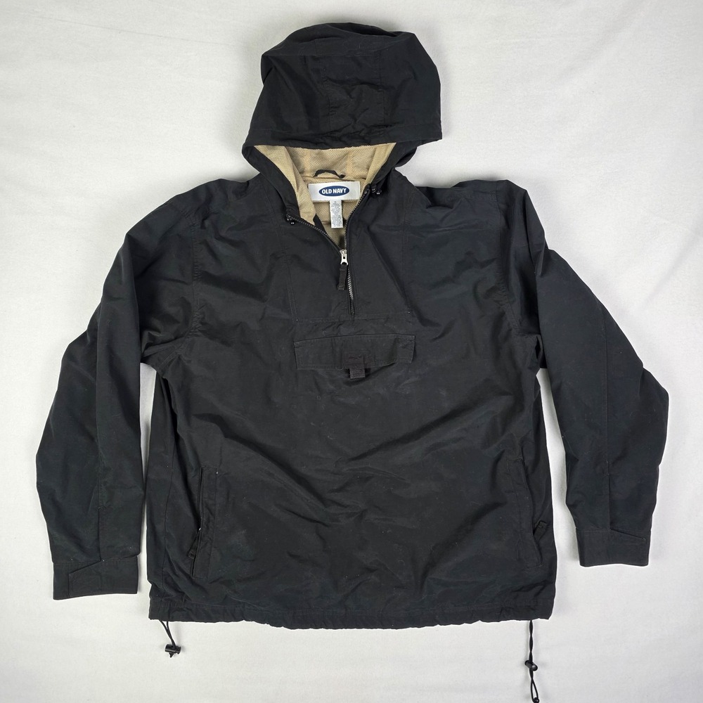 Vintage Y2K Old Navy Jacket Mens XL Black Anorak Parka 1/4 Zip Tech Gorp